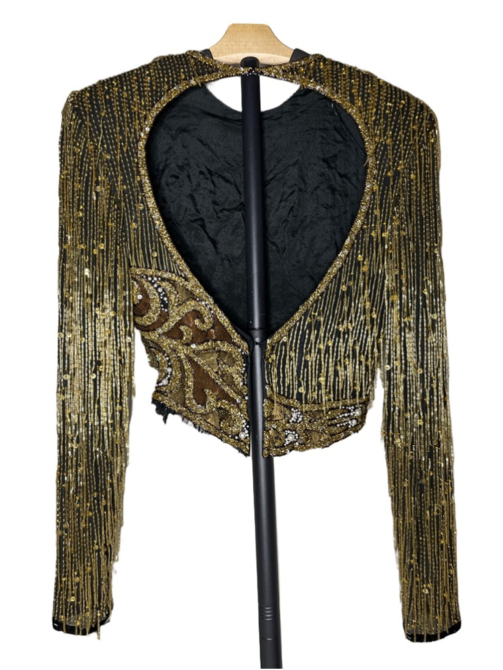 Women'sBlack Gold Sequin Hand-Beaded Top - Picture 2 of 7